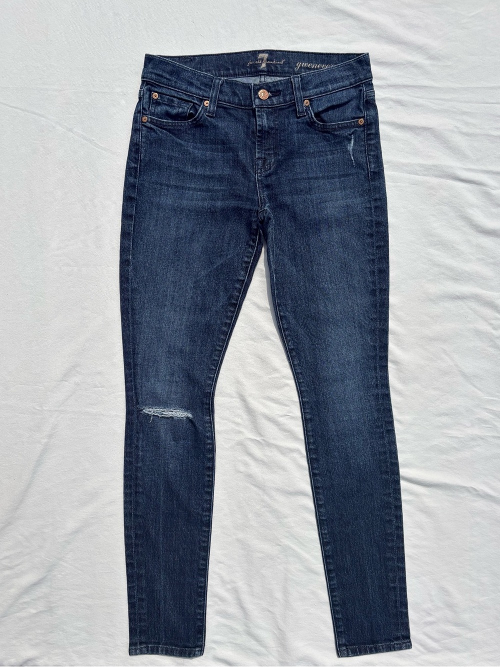 7 For All Mankind Gwenevere Skinny Jeans Blue Denim Stretch size 26